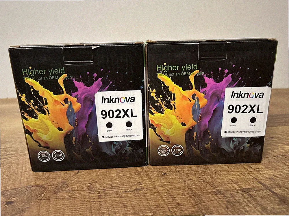 2 Inknova 902XL Black Ink Cartridges 2-pk HP Officejet 6960 6968 6970 6975 6978