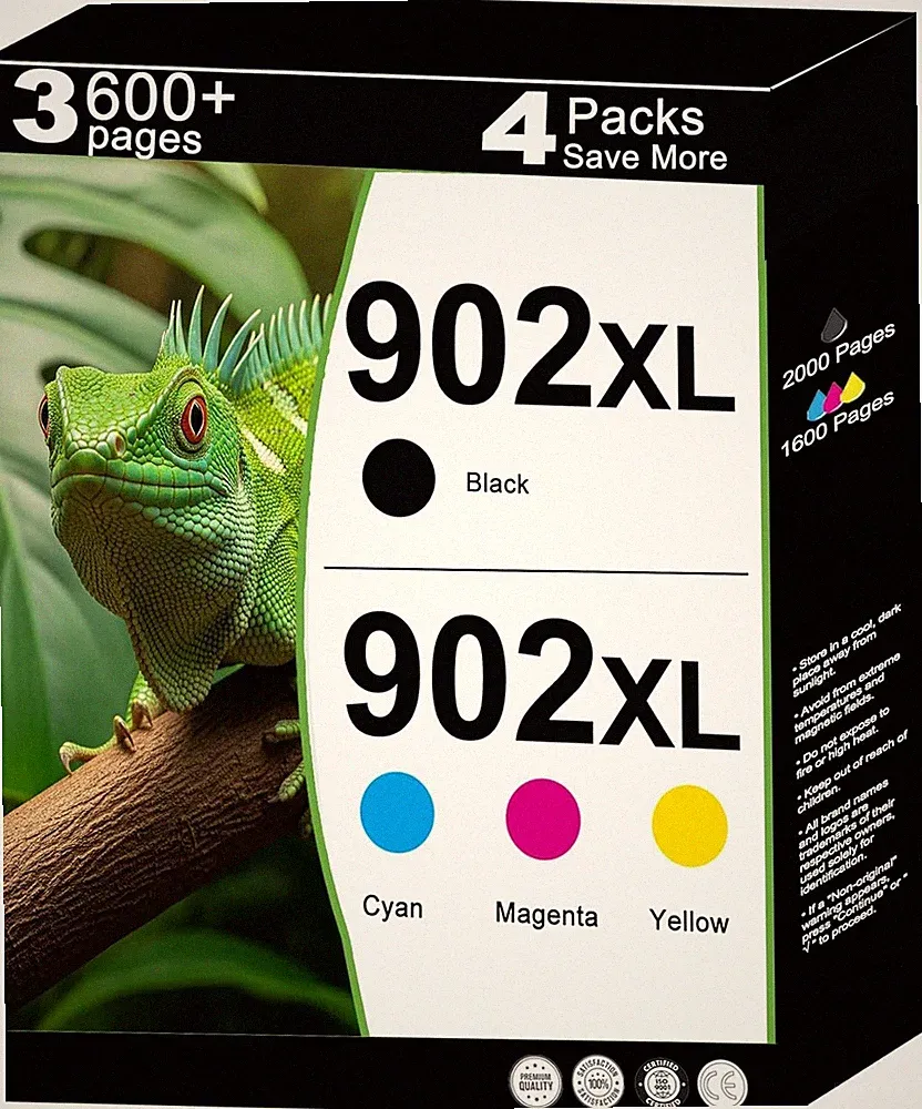 902 XL Ink Cartridges Combo Pack Replacement 902 902XL OfficeJet Printer 4 Pack