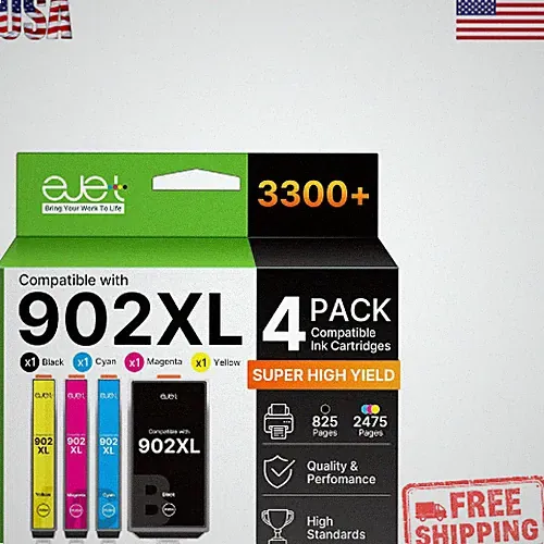 902XL Ink Cartridge Combo Pack Replacement for OfficeJet Pro Printer Ink