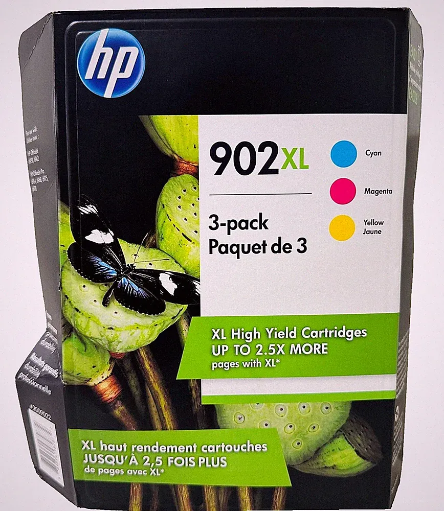New Genuine HP 902XL Cyan Magenta Yellow 3PK Ink Cartridges
